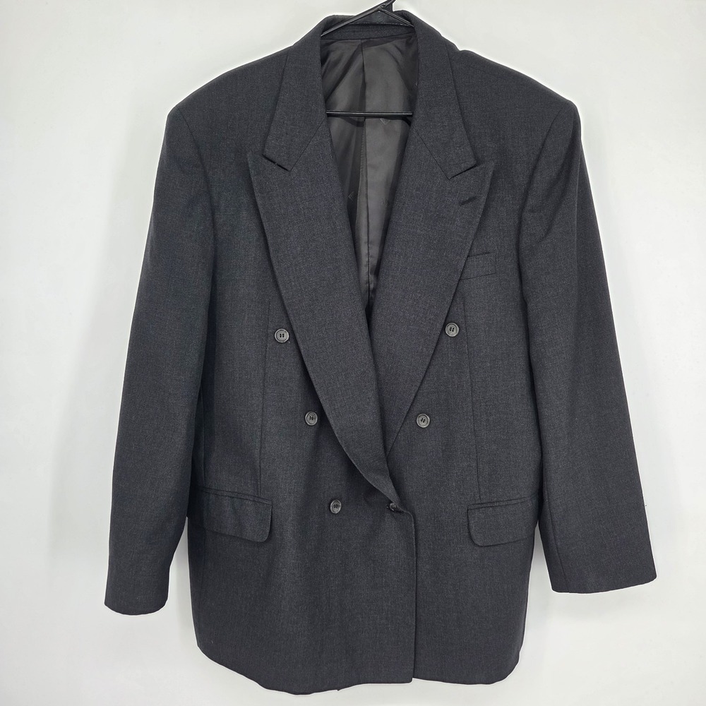 Vintage Pierre Balmain Double-Breasted Blazer 48R Dark Gray